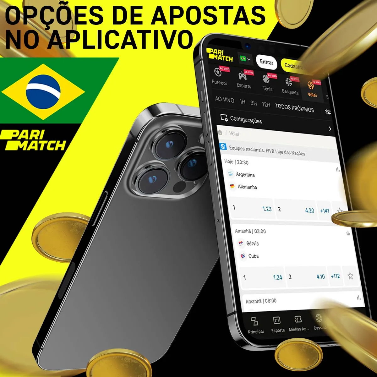Principais opções do mercado de apostas no aplicativo móvel Android da casa de apostas Parimatch no Brasil