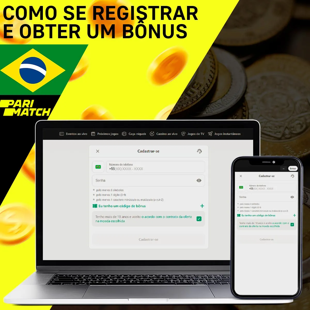Registro para bônus da casa de apostas Parimatch no Brasil