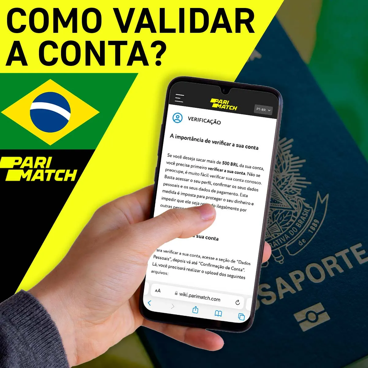 verificação de dados na casa de apostas Parimatch no Brasil