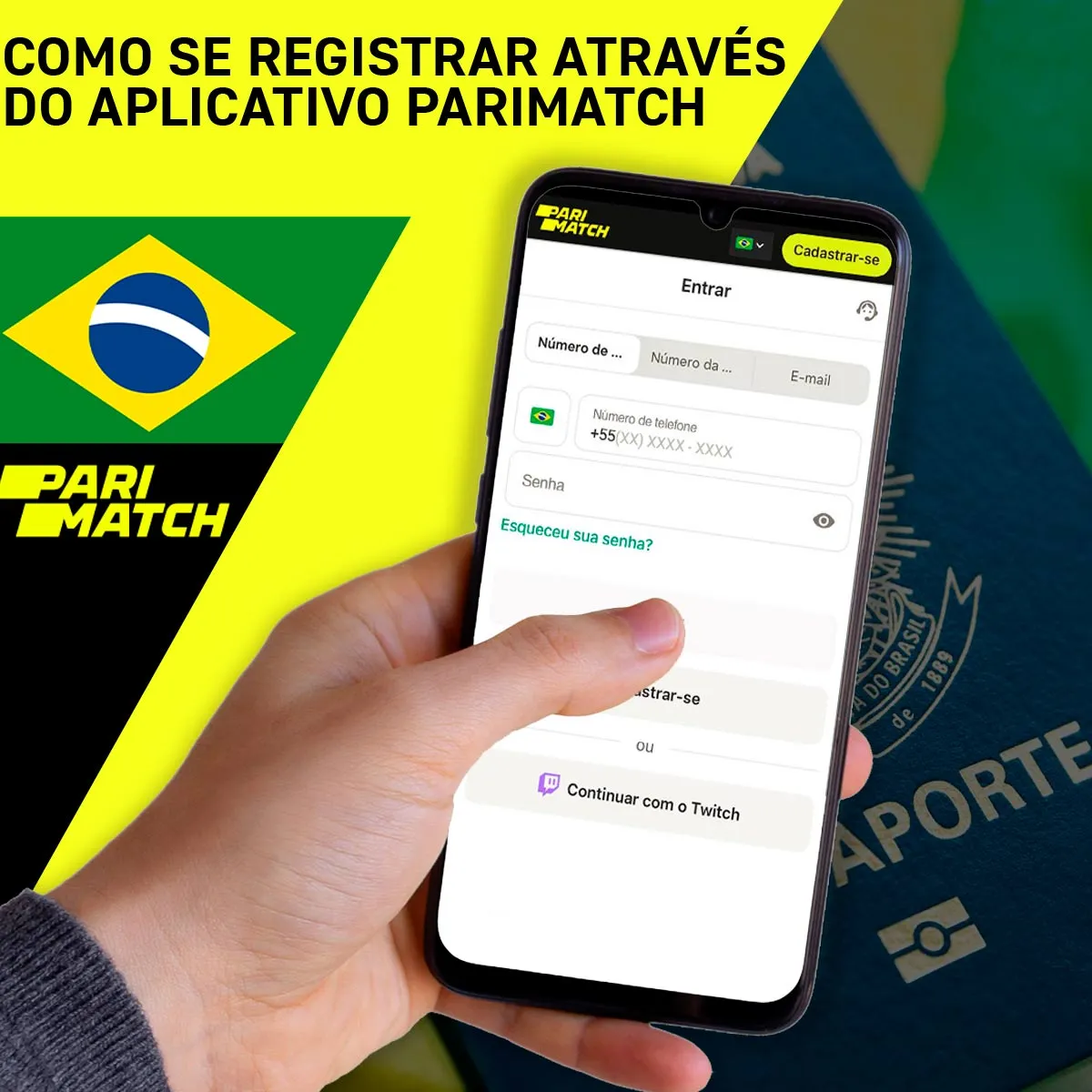 Registro no aplicativo móvel para Android da casa de apostas Parimatch no Brasil