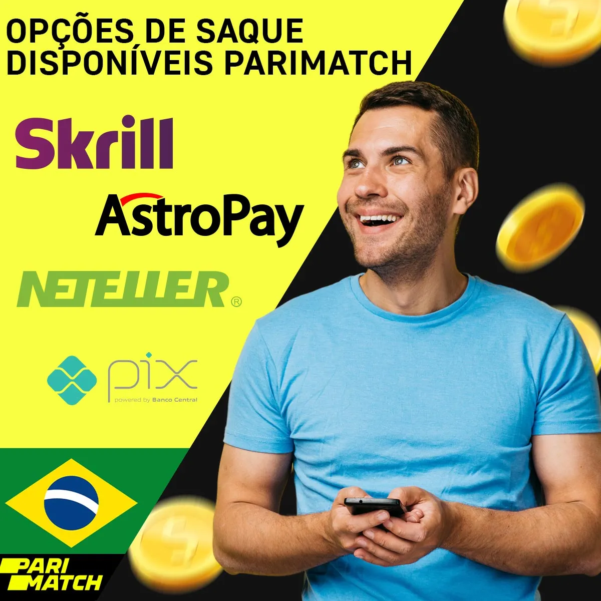 Opções de saque disponíveis na casa de apostas Parimatch no Brasil