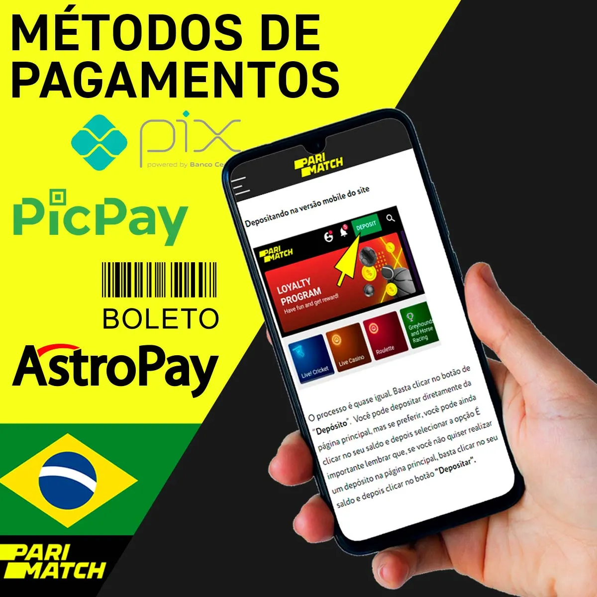 Métodos de pagamento disponíveis na casa de apostas Parimatch no Brasil