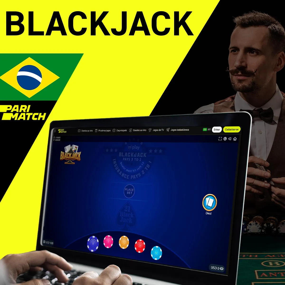Blackjack de cassino na casa de apostas Parimatch no Brasil