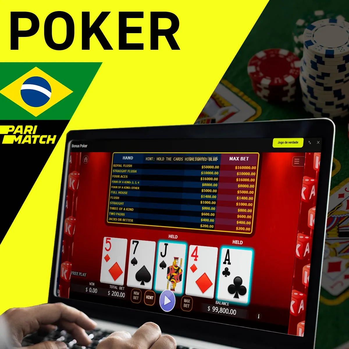 Poker de cassino na casa de apostas Parimatch no Brasil