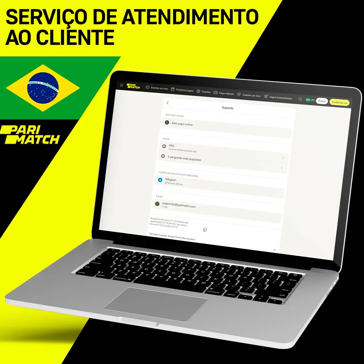 Suporte ao cliente Parimatch Brasil